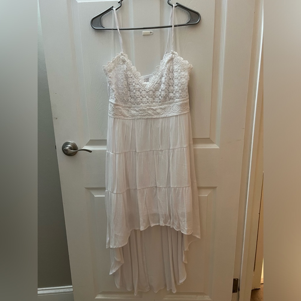 White high low dress, never worn size large